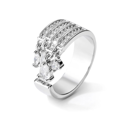 CUBIC ZIRCONIA COLLECTION - EXQUISITE TASSLE RING - R18 SILVER