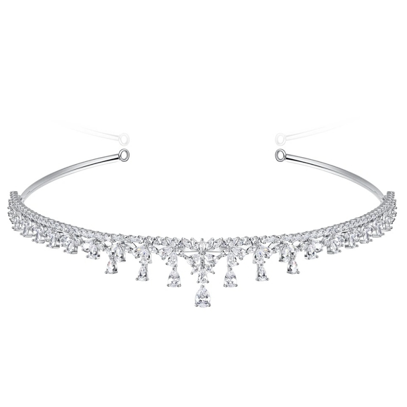 CUBIC ZIRCONIA COLLECTION - STARLET GEM TIARA - AHB178 SILVER