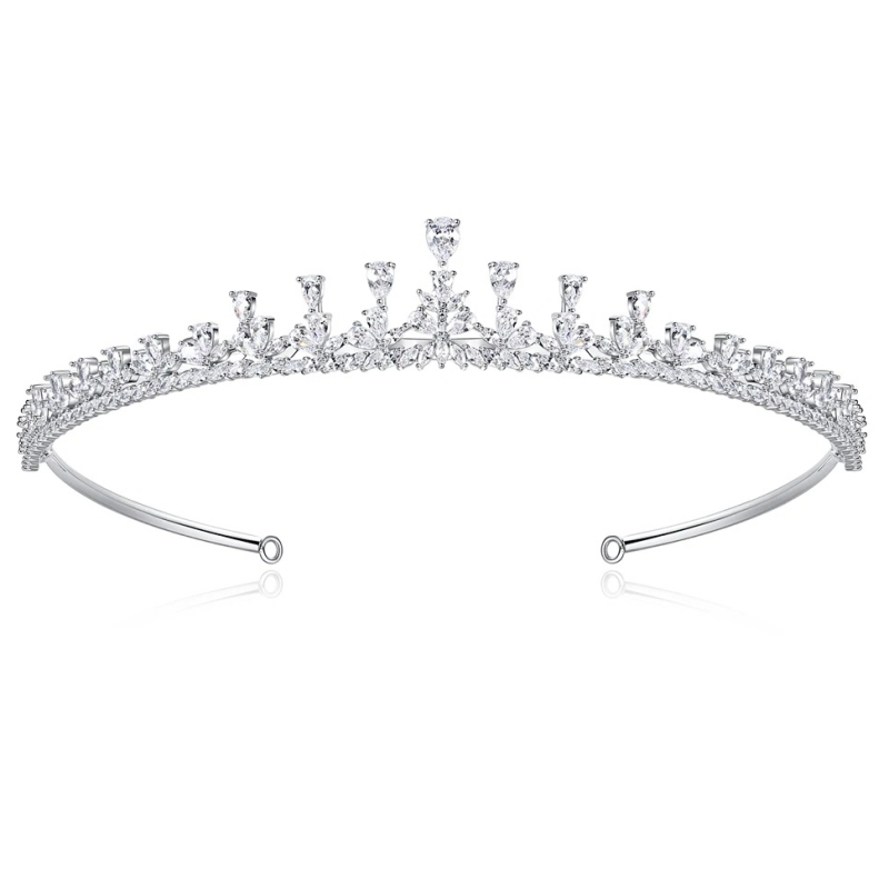CUBIC ZIRCONIA COLLECTION - STARLET GEM TIARA - AHB178 SILVER
