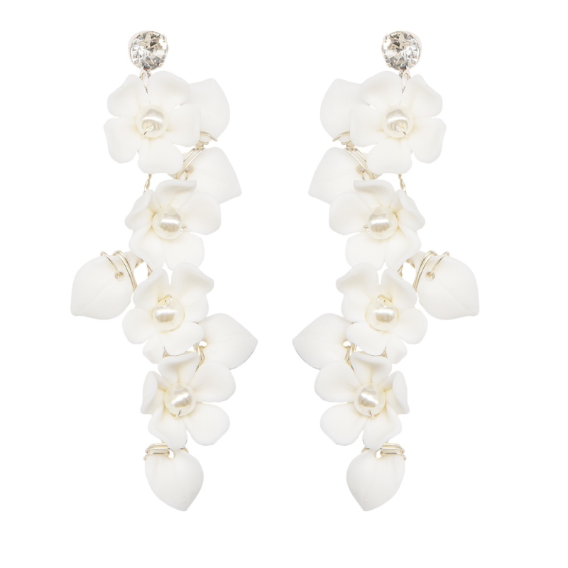 ATHENA COLLECTION -  FLORAL VINE EARRINGS - CZER750 SCREW STYLE