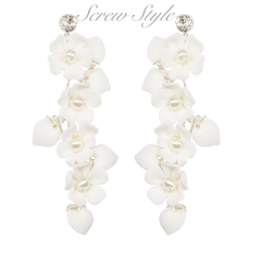 ATHENA COLLECTION -  FLORAL VINE EARRINGS - CZER750 SCREW STYLE