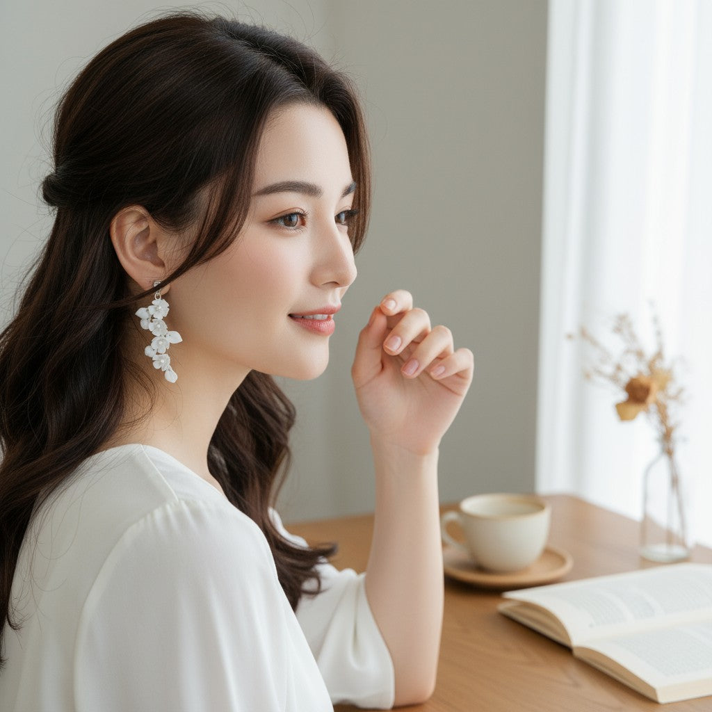 ATHENA COLLECTION -  FLORAL VINE EARRINGS - CZER750 SCREW STYLE