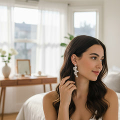 ATHENA COLLECTION -  FLORAL VINE EARRINGS - CZER750 SCREW STYLE