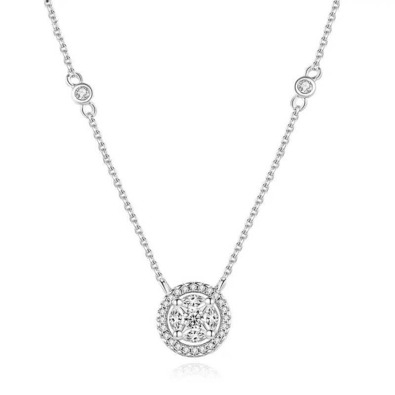 CUBIC ZIRCONIA COLLECTION - SIMULATED DIAMOND NECKLACE - CZNK199 SILVER