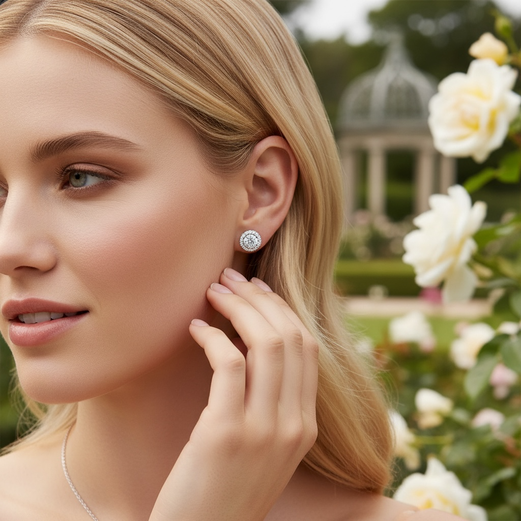 CUBIC ZIRCONIA COLLECTION - SIMULATED DIAMOND EARRINGS - CZER751 SILVER