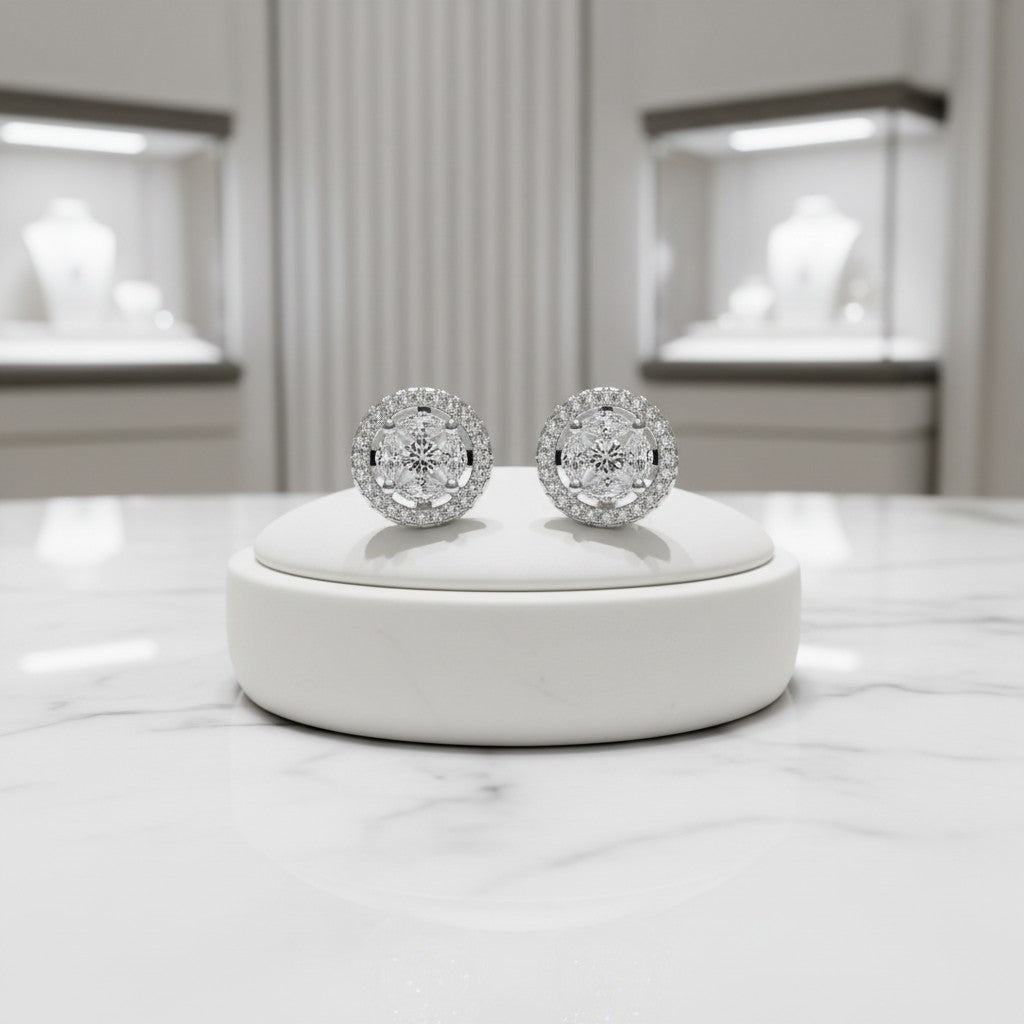 CUBIC ZIRCONIA COLLECTION - SIMULATED DIAMOND EARRINGS - CZER751 SILVER
