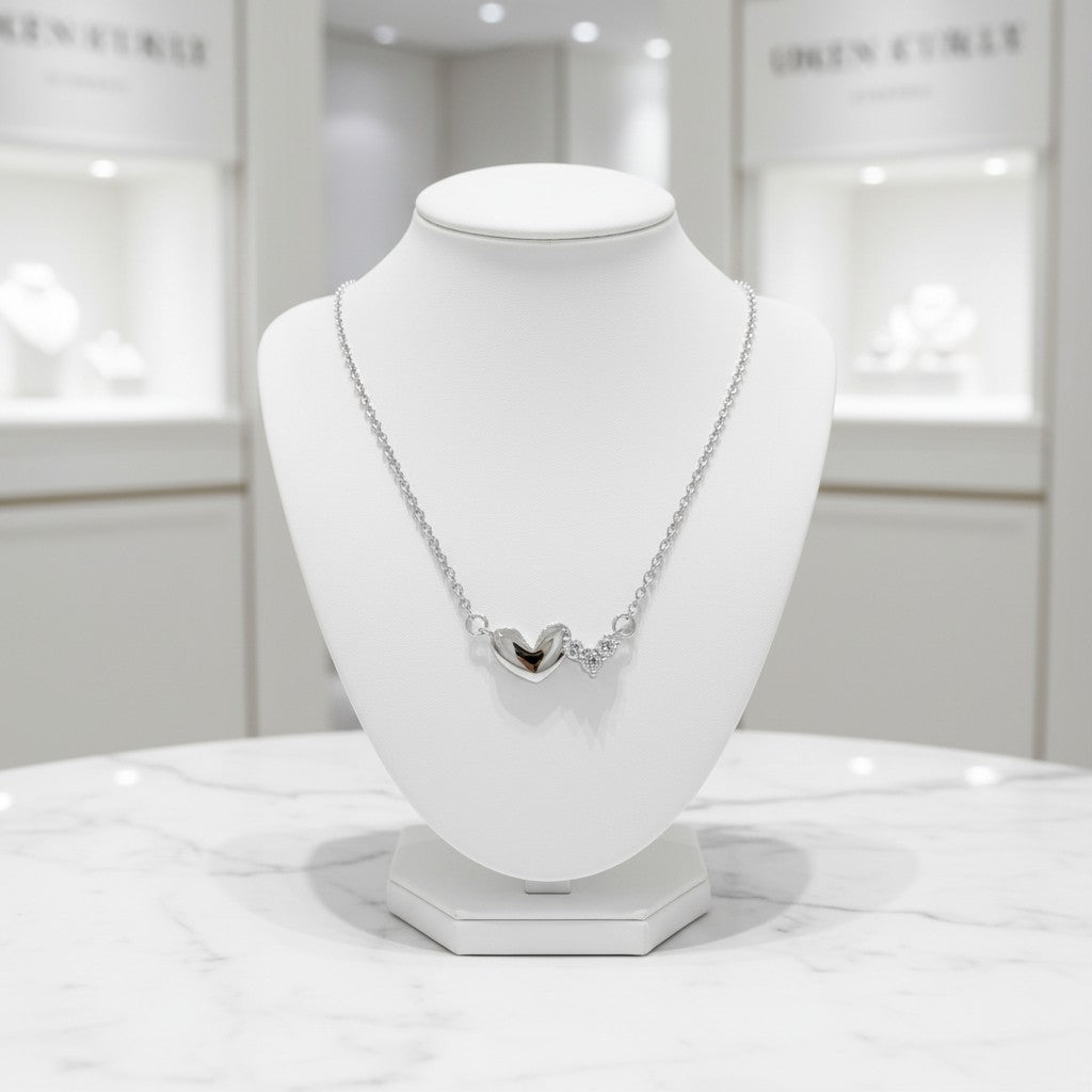CUBIC ZIRCONIA COLLECTION - CHIC HEART NECKLACE - CZNK200 - 925 SILVER