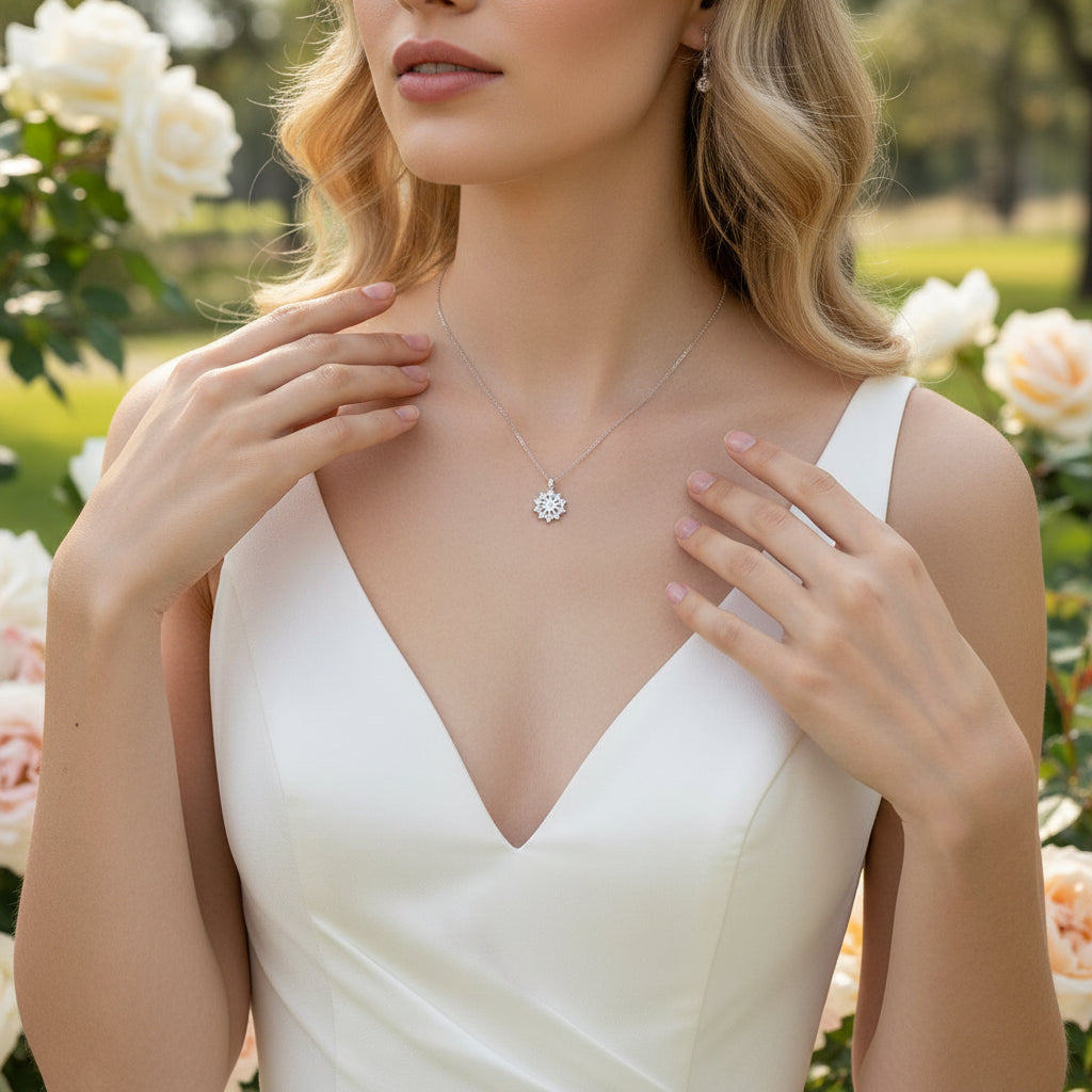 CUBIC ZIRCONIA COLLECTION - CRYSTAL CHIC NECKLACE - CZNK201 SILVER