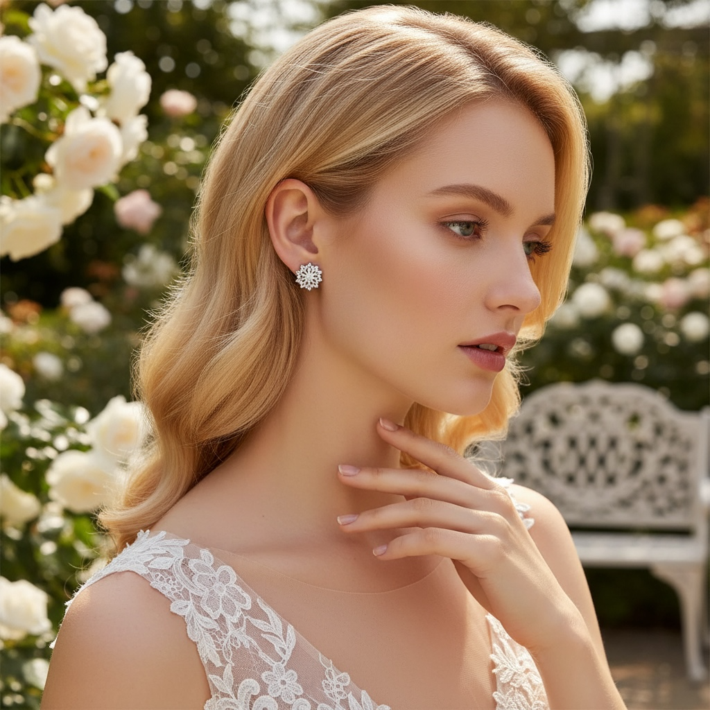 CUBIC ZIRCONIA COLLECTION - CRYSTAL CHIC EARRINGS - CZER752 SILVER