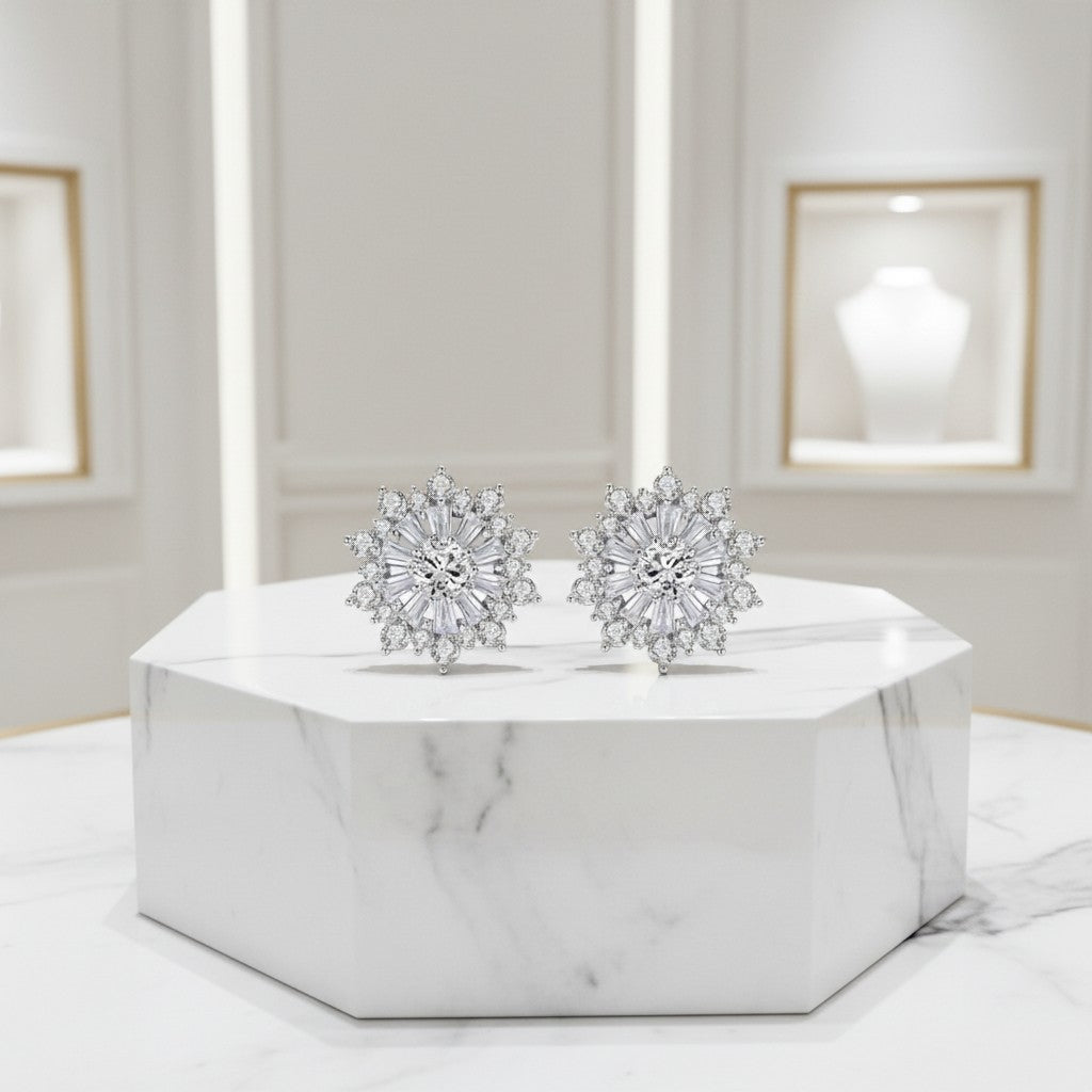 CUBIC ZIRCONIA COLLECTION - CRYSTAL CHIC EARRINGS - CZER752 SILVER