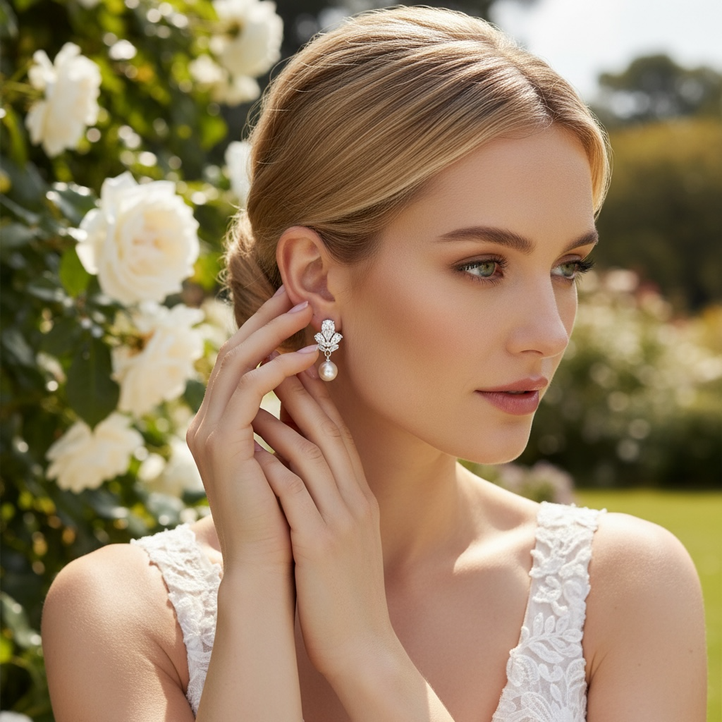 CUBIC ZIRCONIA COLLECTION - VINTAGE CHIC EARRINGS -CZER753 SILVER