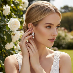 CUBIC ZIRCONIA COLLECTION - VINTAGE CHIC EARRINGS -CZER753 SILVER