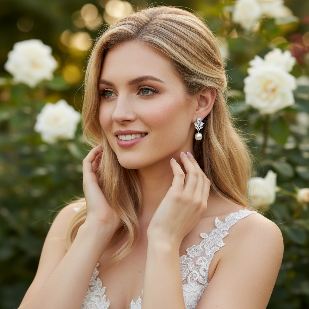 CUBIC ZIRCONIA COLLECTION - VINTAGE CHIC EARRINGS -CZER753 SILVER
