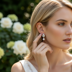 CUBIC ZIRCONIA COLLECTION - VINTAGE CHIC EARRINGS -CZER753 SILVER