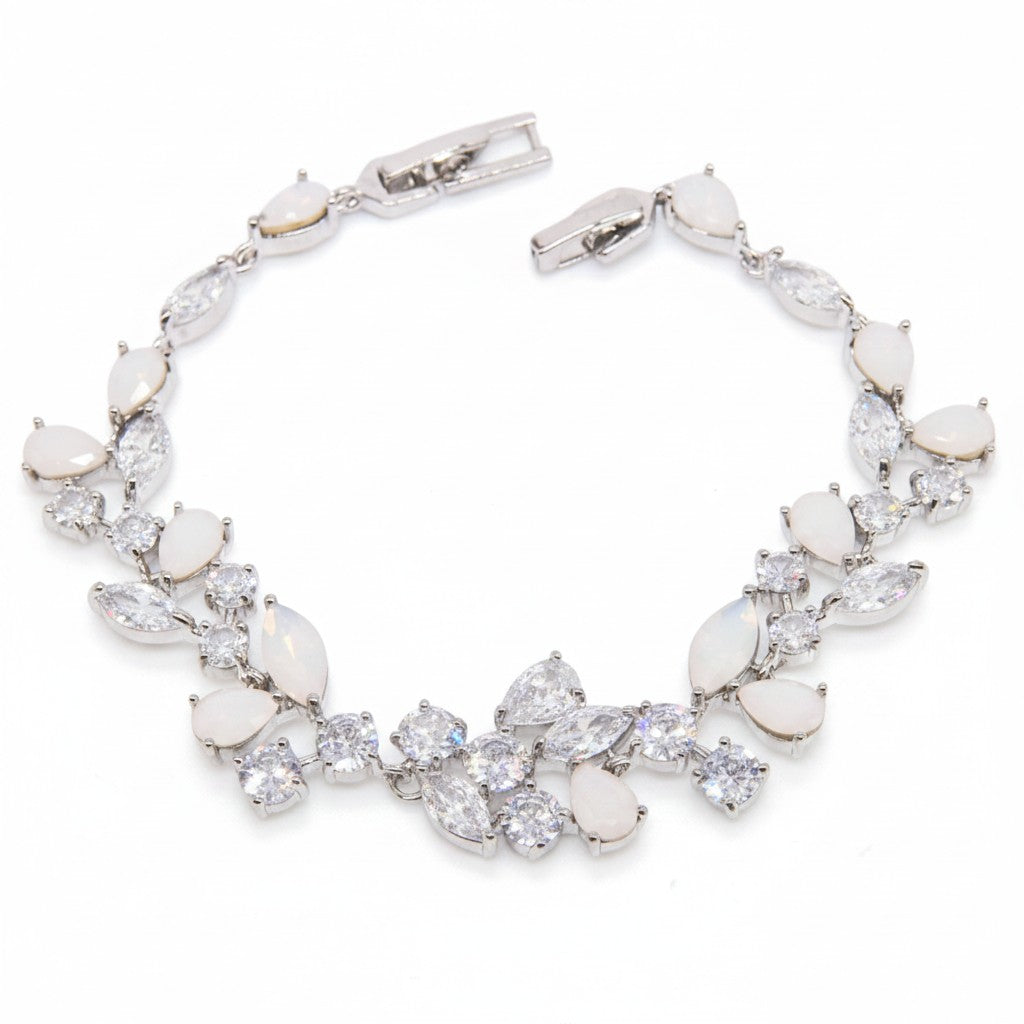 CUBIC ZIRCONIA COLLECTION - COUTURE OPAL SHIMMER BRACELET - BR151 SILVER