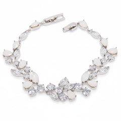 CUBIC ZIRCONIA COLLECTION - COUTURE OPAL SHIMMER BRACELET - BR151 SILVER