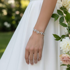 CUBIC ZIRCONIA COLLECTION - COUTURE OPAL SHIMMER BRACELET - BR151 SILVER