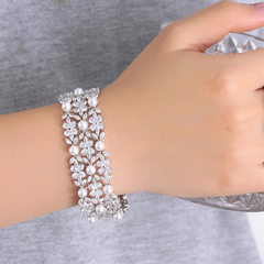 CUBIC ZIRCONIA COLLECTION - LUXURY SIMULATED DIAMOND BRACELET - BR152 SILVER