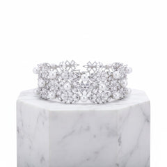 CUBIC ZIRCONIA COLLECTION - LUXURY SIMULATED DIAMOND BRACELET - BR152 SILVER