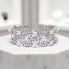 CUBIC ZIRCONIA COLLECTION - LUXURY SIMULATED DIAMOND BRACELET - BR152 SILVER