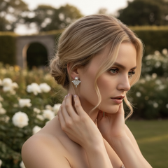 CUBIC ZIRCONIA COLLECTION - GATSBY STYLE  EARRINGS - CZER755