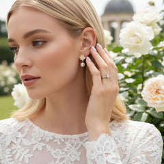 CUBIC ZIRCONIA COLLECTION - VINTAGE FLOWER EARRINGS - CZER756 GOLD