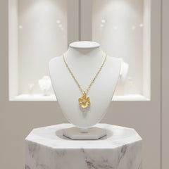CUBIC ZIRCONIA COLLECTION - VINTAGE FLOWER NECKLACE- CZNK206 GOLD