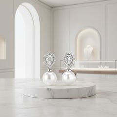 CUBIC ZIRCONIA COLLECTION - REGAL CHARM EARRINGS - CZER757 SILVER