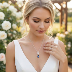 CUBIC ZIRCONIA COLLECTION - STARLET CHIC NECKLACE -  CZNK86 SAPPHIRE