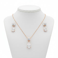 CUBIC ZIRCONIA COLLECTION - DAINTY CRYSTAL GEM SET - CZNK32 ROSE GOLD