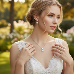 CUBIC ZIRCONIA COLLECTION - DAINTY CRYSTAL GEM SET - CZNK32 ROSE GOLD