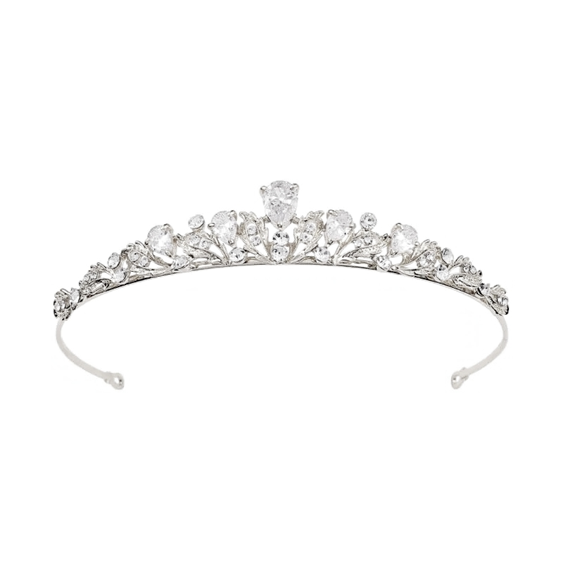 CUBIC ZIRCONIA COLLECTION - CHIC STARLET TIARA - AHB181 SILVER