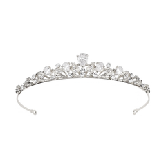 CUBIC ZIRCONIA COLLECTION - CHIC STARLET TIARA - AHB181 SILVER