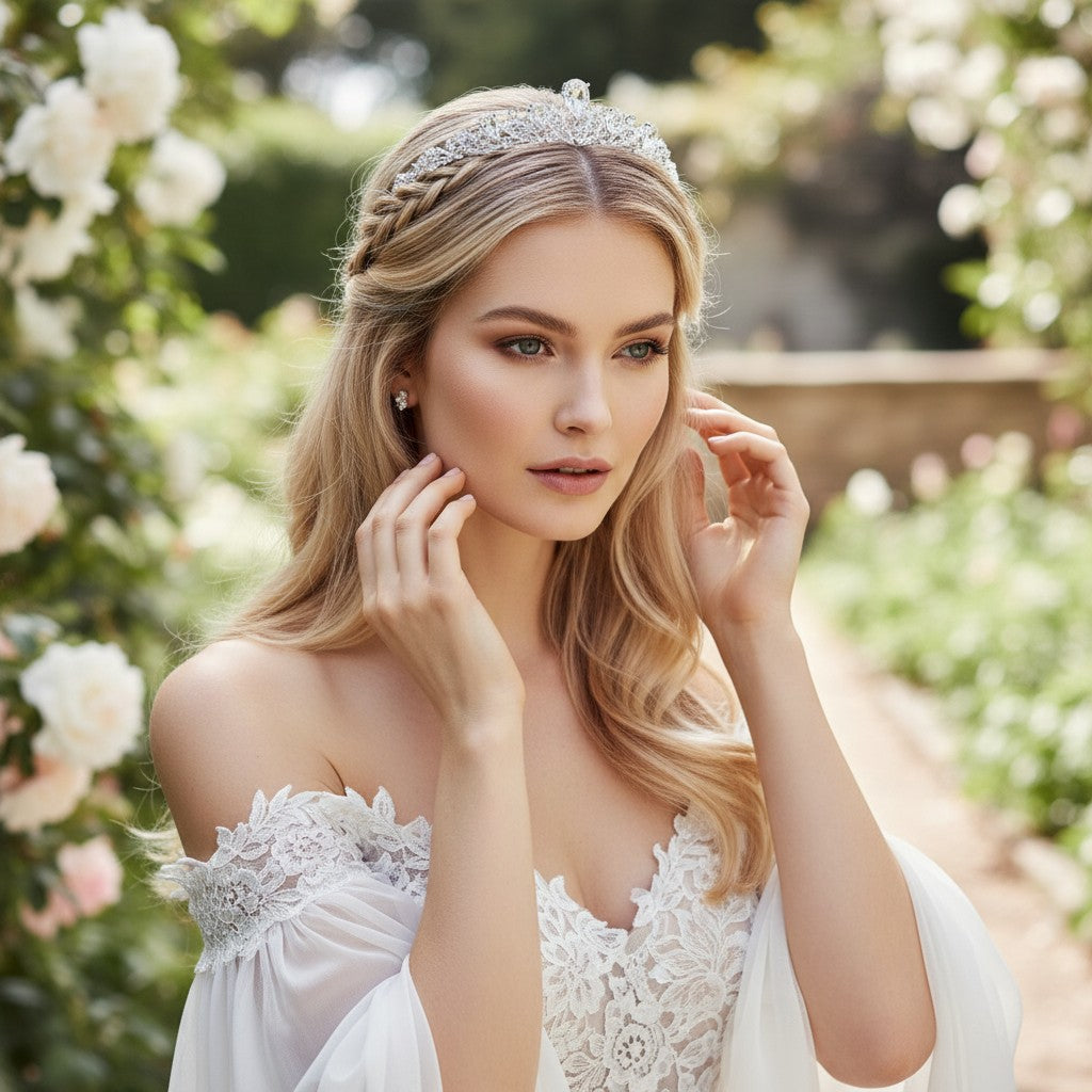 CUBIC ZIRCONIA COLLECTION - CHIC STARLET TIARA - AHB181 GOLD