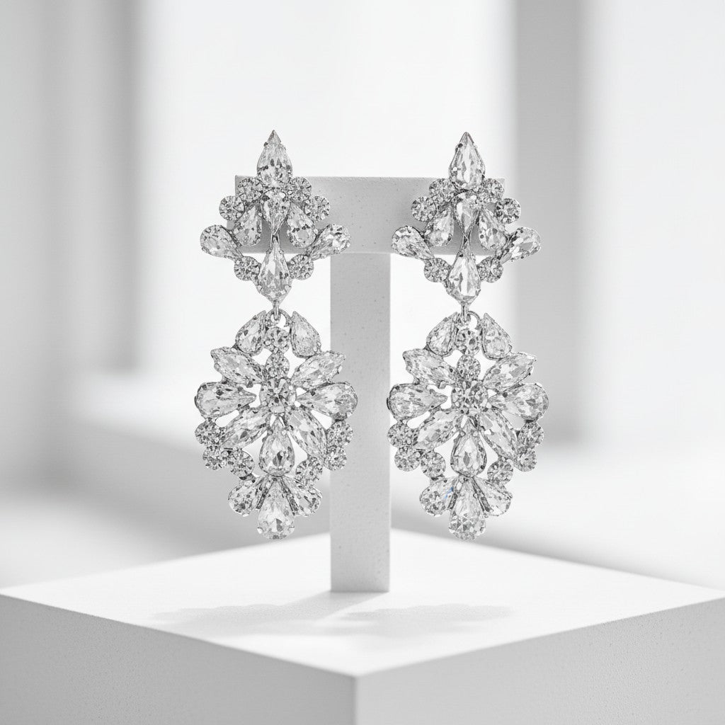 ATHENA COLLECTION - STARLET EXTRAVAGANCE EARRINGS - CZER758 SILVER
