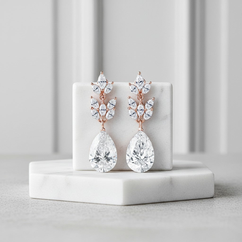 CUBIC ZIRCONIA COLLECTION - STARLET CHIC EARRINGS - CZER368 ROSE GOLD