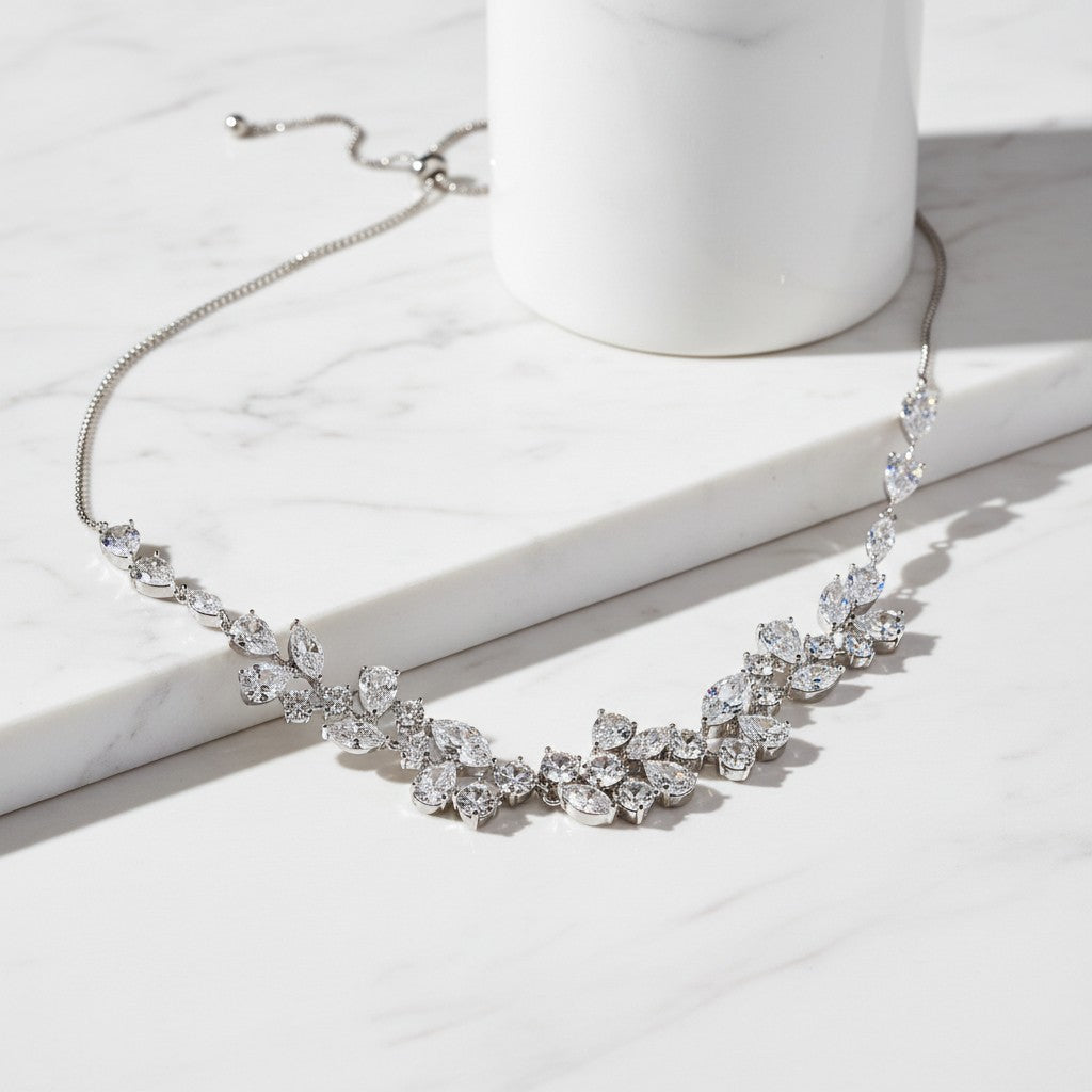 CUBIC ZIRCONIA COLLECTION - STARLET DAZZLE ADJUSTABLE NECKLACE - CZNK213