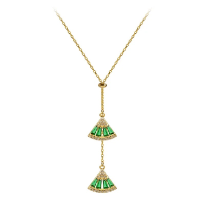 CUBIC ZIRCONIA COLLECTION - GATSBY STYLE NECKLACE - CZNK214 EMERALD