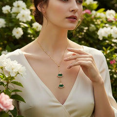 CUBIC ZIRCONIA COLLECTION - GATSBY STYLE NECKLACE - CZNK214 EMERALD