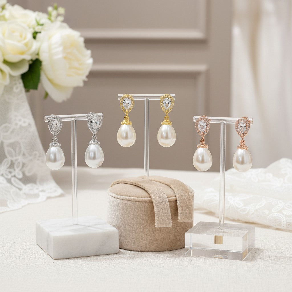CUBIC ZIRCONIA COLLECTION - PRECIOUS SHIMMER EARRINGS SET - SET OF THREE