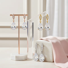 CUBIC ZIRCONIA COLLECTION - CLASSIC SPARKLE EARRING COLLECTION - (THREE PAIRS)