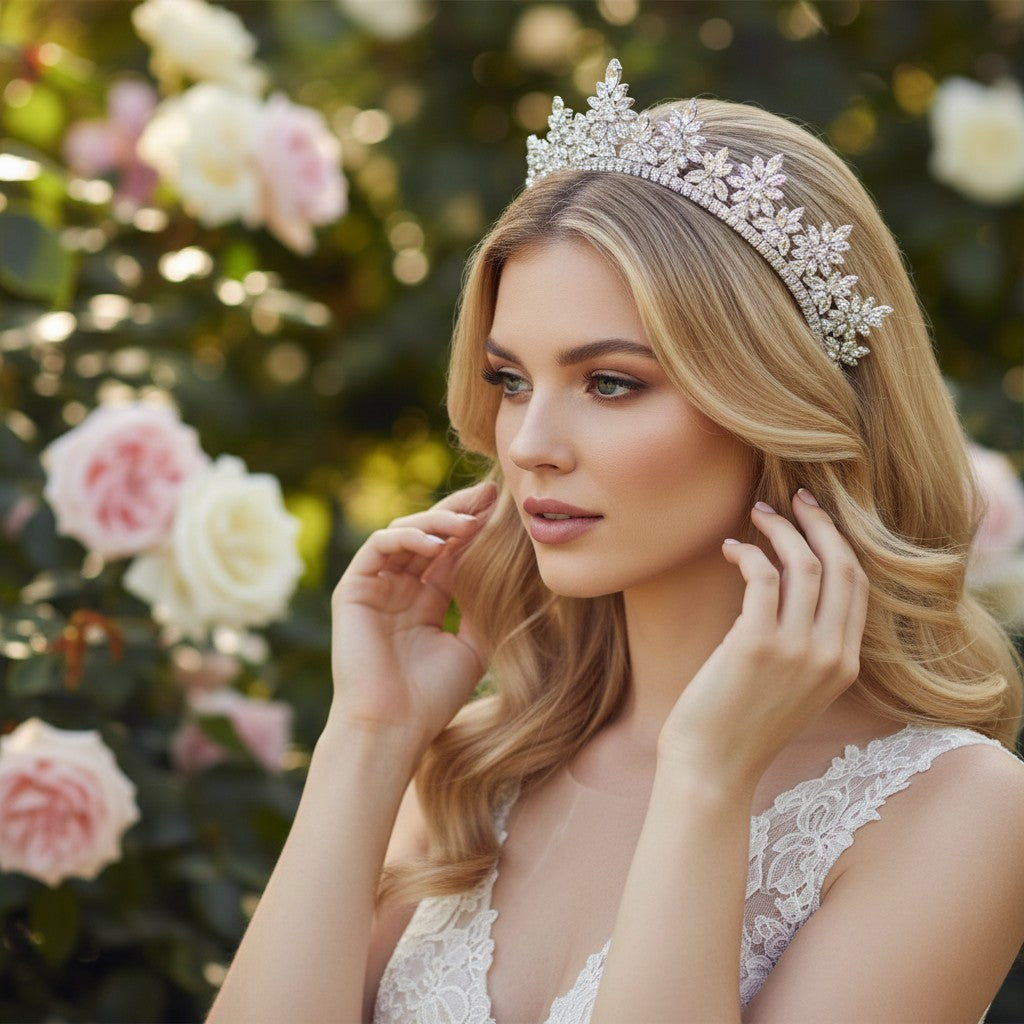CUBIC ZIRCONIA COLLECTION - SILVER SIREN HEADPIECE - AHB183 SILVER