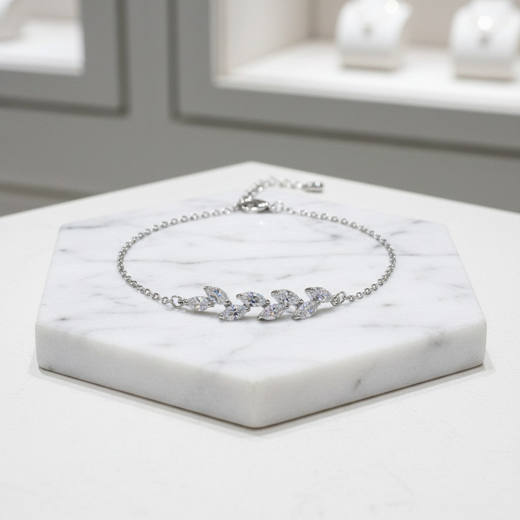 CUBIC ZIRCONIA COLLECTION - DAINTY ELEGANCE BRACELET - CZBR154 SILVER