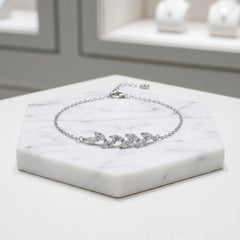 CUBIC ZIRCONIA COLLECTION - DAINTY ELEGANCE BRACELET - CZBR154 SILVER