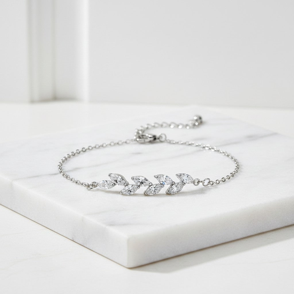 CUBIC ZIRCONIA COLLECTION - DAINTY ELEGANCE BRACELET - CZBR154 SILVER