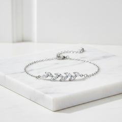 CUBIC ZIRCONIA COLLECTION - DAINTY ELEGANCE BRACELET - CZBR154 SILVER