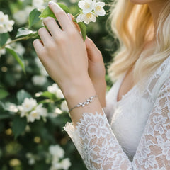 CUBIC ZIRCONIA COLLECTION - DAINTY ELEGANCE BRACELET - CZBR154 SILVER