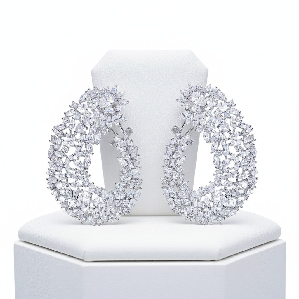 CUBIC ZIRCONIA COLLECTION - HOLLYWOOD STARLET EARRINGS - CZER759 SILVER