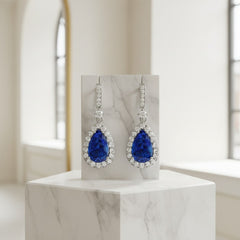 CUBIC ZIRCONIA COLLECTION - CRYSTAL SHIMMER EARRINGS - SAPPHIRE CZER760