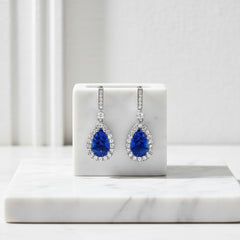 CUBIC ZIRCONIA COLLECTION - CRYSTAL SHIMMER EARRINGS - SAPPHIRE CZER760